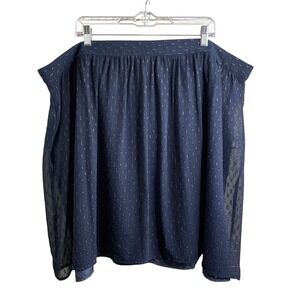 J Crew‎ Navy Blue Gold Metallic Knee Length Flowy Skirt Size 24 Classic Party